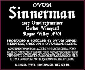Ovum - Sinnerman Gerber Vineyard Rogue Valley Gewurtztraminer 2017 (500ml)